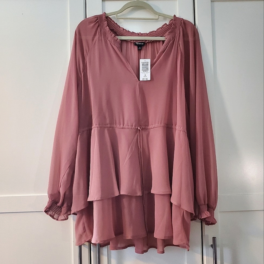 Sheer Boho Dusty Rose Blouse